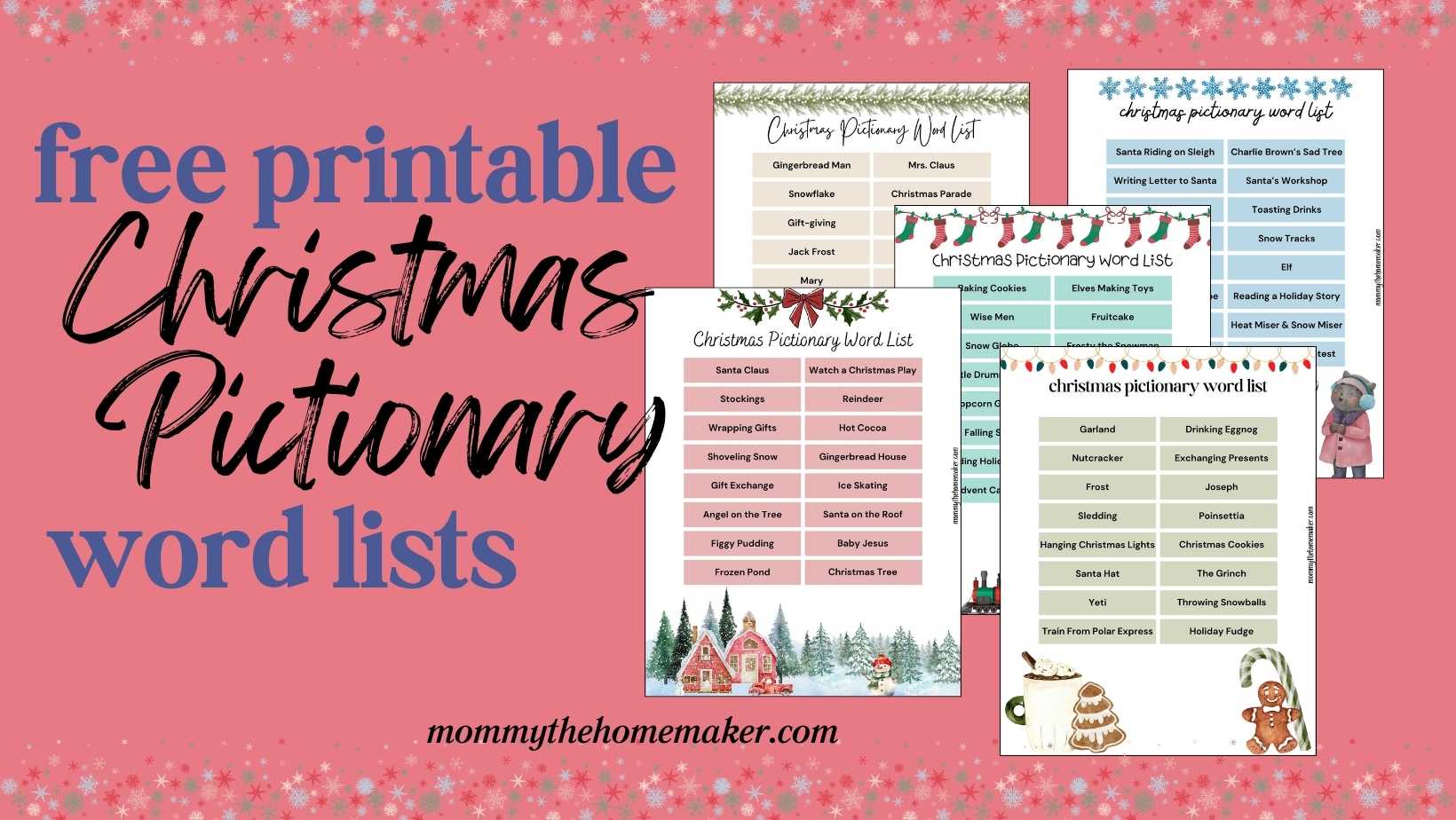 fun christmas pictionary lists (free printable) - mommy the homemaker